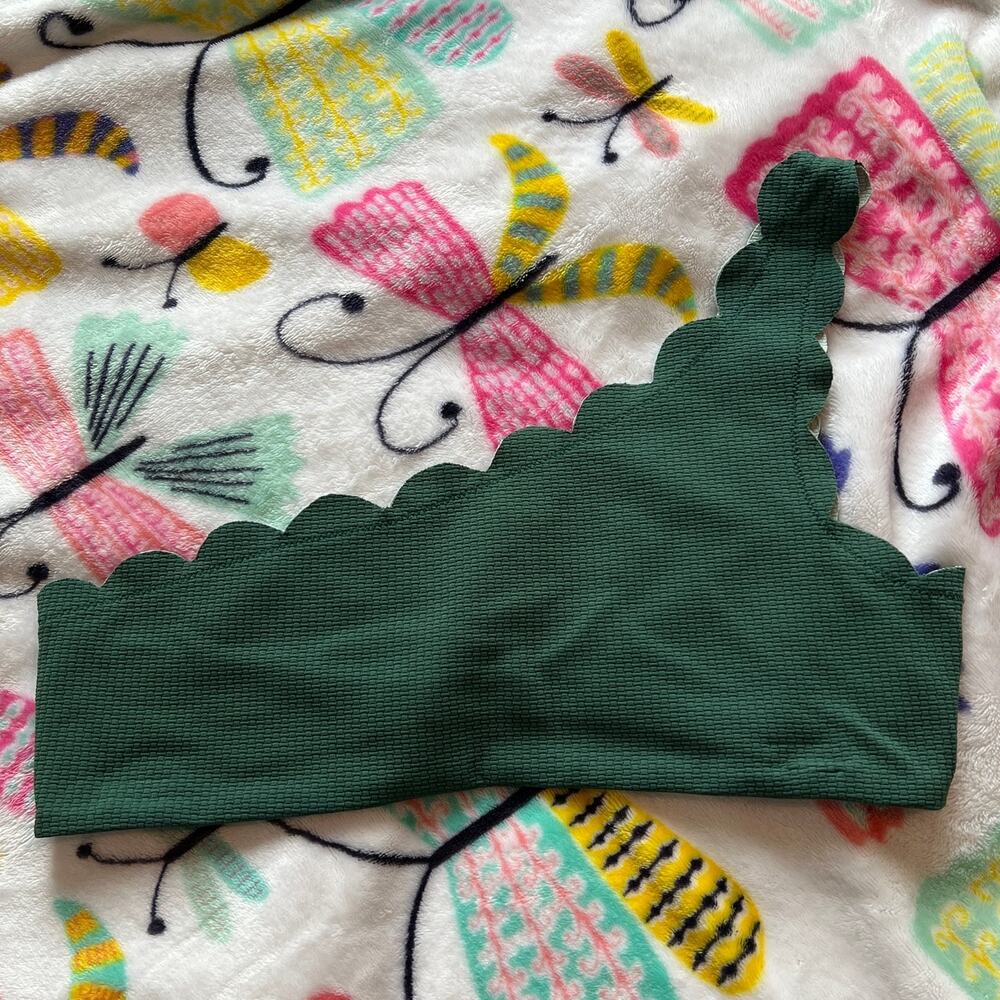 Marysia Forest Green Scalloped Bikini Top S Soft Girl Quiet Luxury Coastal